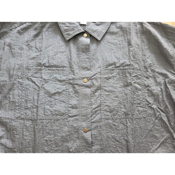 Athleta Women's Small Blue Nylon Button Front Utility Shirt Long Sleeve - Picture 7 of 10